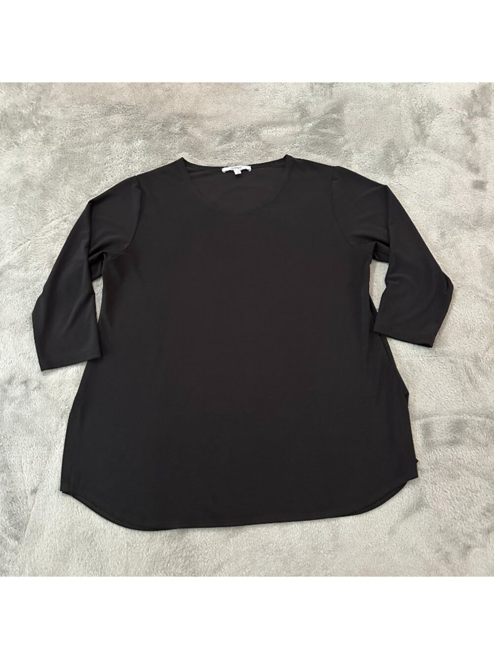 Sympli Black Slinky Blouse Shirt Tunic Women's size 16 Scoop Neck
